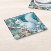 A White Squirrel スクエアペーパーコースター (アングル)