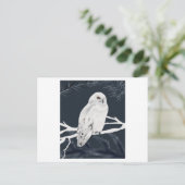 A white winter owl perches on a branch ポストカード (スタンド正面)