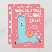 A Whole Llama Love Classroom Valentine's Day Card (正面/裏面)