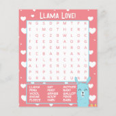 A Whole Llama Love Classroom Valentine's Day Card (裏面)