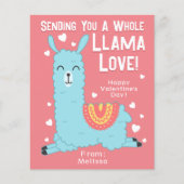 A Whole Llama Love Classroom Valentine's Day Card (正面)