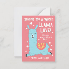 A Whole Llama Love Classroom Valentine's Day Note ノートカード