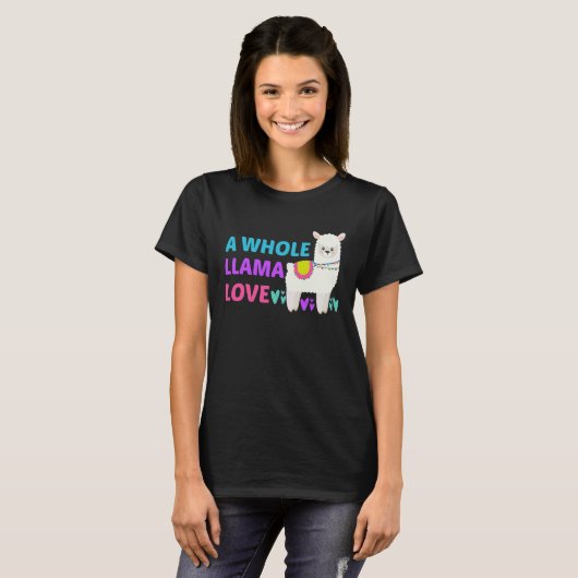 A Whole Llama Love Cute Llamas   Boho Women Teens Tシャツ (正面フル)