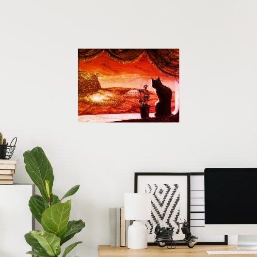A Whole New World - Sci-Fi - Cat on火星 ポスター (ホームオフィス)