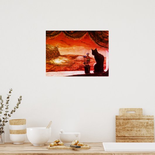 A Whole New World - Sci-Fi - Cat on火星 ポスター (キッチン)