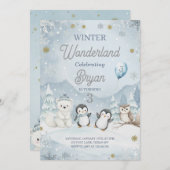 A Wild Winter Wonderland Birthday 招待状 (正面/裏面)