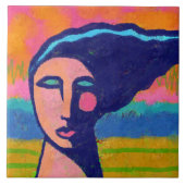 A Windy Day Abstract Digital Portrait of a Woman タイル (正面)