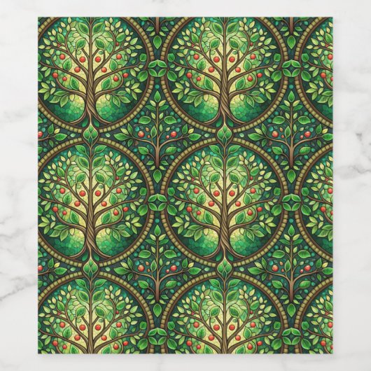 A wine bottle with a green, nature-themed label ワインラベル (シングルラベル)