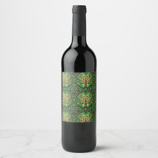 A wine bottle with a green, nature-themed label  ワインラベル (正面)