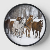 A Winter Scenic of Running Horses 壁時計 (正面)