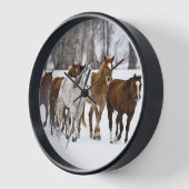 A Winter Scenic of Running Horses 壁時計 (傾斜)