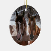 A winter themed ornament featuring two horses セラミックオーナメント (右)