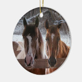 A winter themed ornament featuring two horses セラミックオーナメント (左)