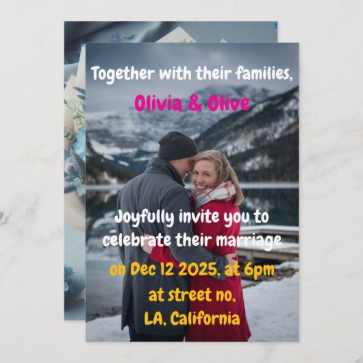 A Winter Wonderland Wedding Invitation 招待状 (正面/裏面)