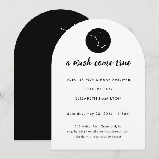 A Wish Come True Big Dipper Baby Shower Invitation 招待状 (正面/裏面)