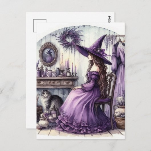 A Witch and Her Cat ポストカード (正面/裏面)