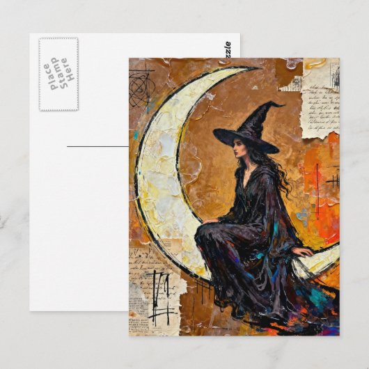A Witch Mixed Media Collage ポストカード (正面/裏面)