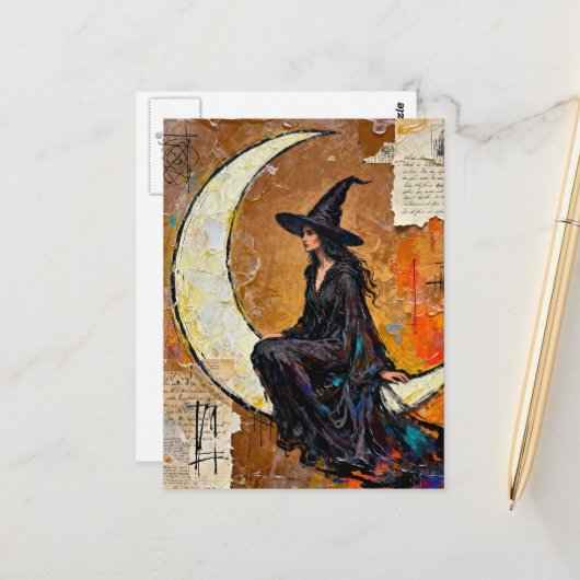 A Witch Mixed Media Collage ポストカード (正面/裏面インサイチュ)
