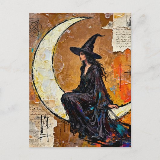 A Witch Mixed Media Collage ポストカード (正面)