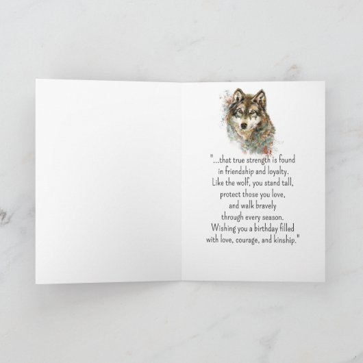 A Wolf Personality Birthday Fun Animal カード (内部)
