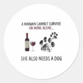 A Woman Cannot Survive On Wine Alone She Also Need ラウンドシール (正面)