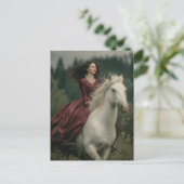 A Woman Riding a Grey Horse in a Dress ポストカード (スタンド正面)