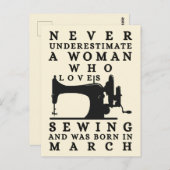 A Woman Who Loves Sewing And Was Born In March ポストカード (正面/裏面)