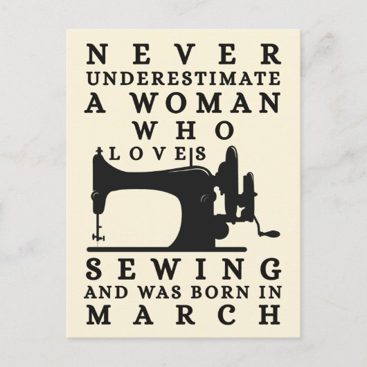 A Woman Who Loves Sewing And Was Born In March ポストカード (正面)
