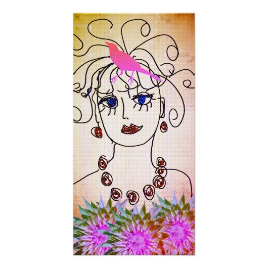 A woman with birds ポスター (正面)