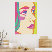a woman with bright makeup.  ポスター (キッチン)