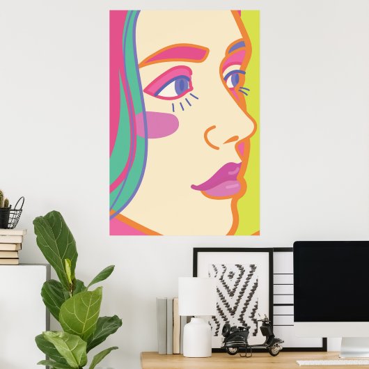 a woman with bright makeup.  ポスター (ホームオフィス)