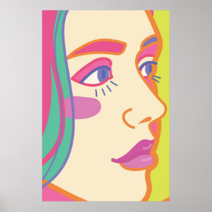 a woman with bright makeup. ポスター