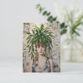 A Woman with  Houseplant on her Head Collage ポストカード (スタンド正面)