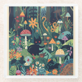 A woodland scene coaster ガラスコースター