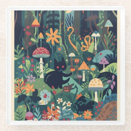 A woodland scene coaster ガラスコースター (正面)