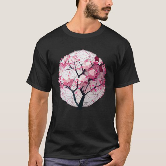 A Work of with a Cherry Blossom Sphere Geometric Tシャツ (正面)