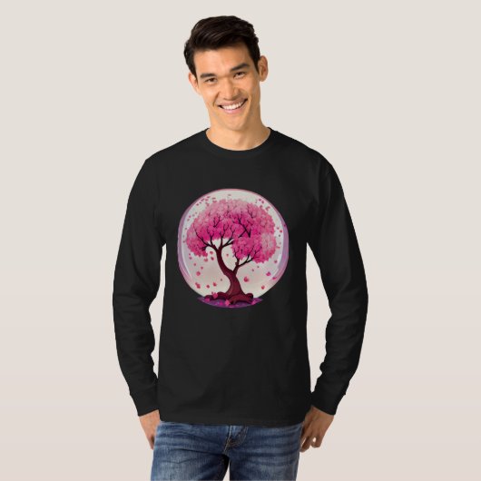 A Work of with a Geometric Cherry Blossom Tree Tシャツ (正面フル)