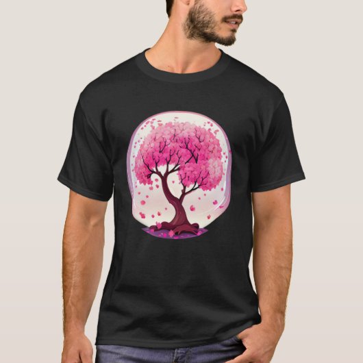A Work of with a Geometric Cherry Blossom Tree Tシャツ (正面)