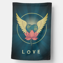 A World Held in Love Boho Weatherproof House Flag ハウスフラッグ