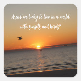 "A World With Sunsets and Birds" スクエアシール