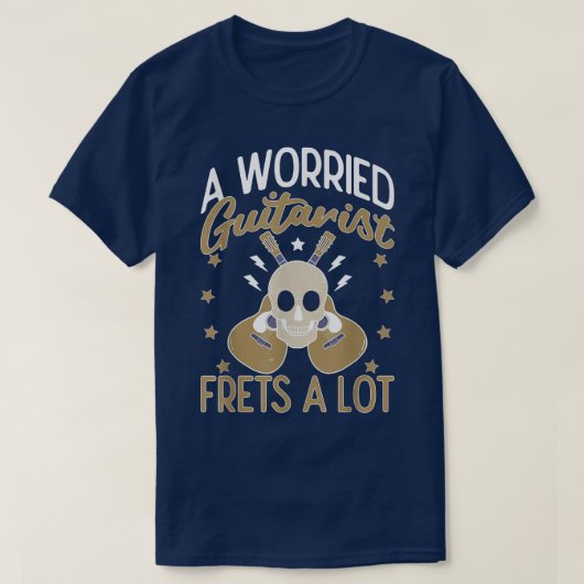 A Worried Guitarist Frets A Lot Acoustic Guitar 10 Tシャツ (デザイン正面)