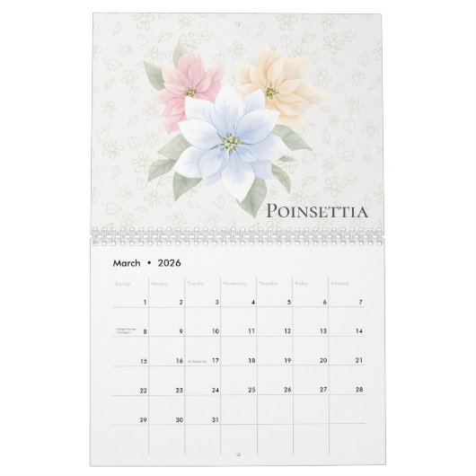 A Year in Bloom : Aesthetic Floral Gift カレンダー (3月 2026)