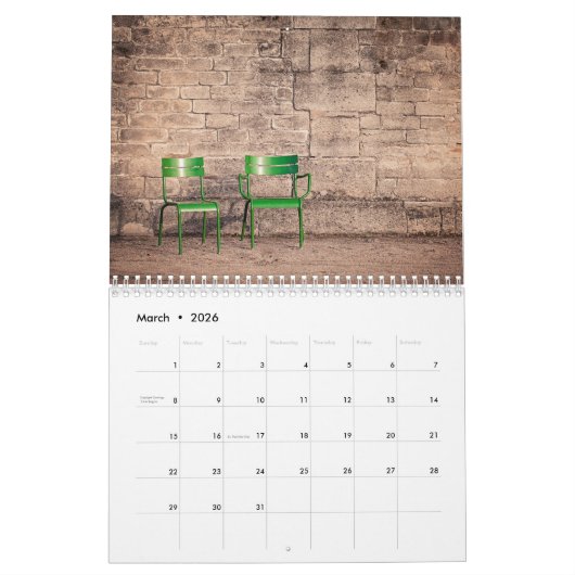 A Year in Paris 2026 Calendar カレンダー (3月 2026)