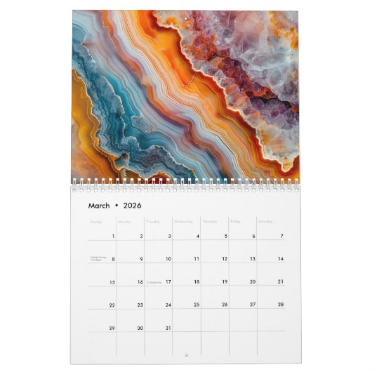 A Year of Agate – Nature’s Polished Art カレンダー (3月 2026)