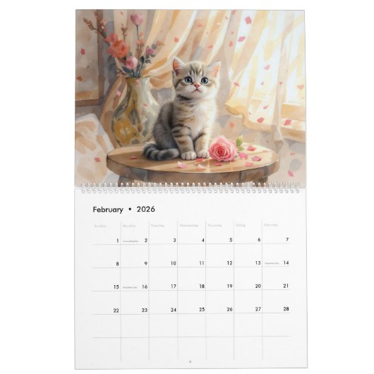 A Year of Kittens 2026 Wall Calendar カレンダー (2月 2026)
