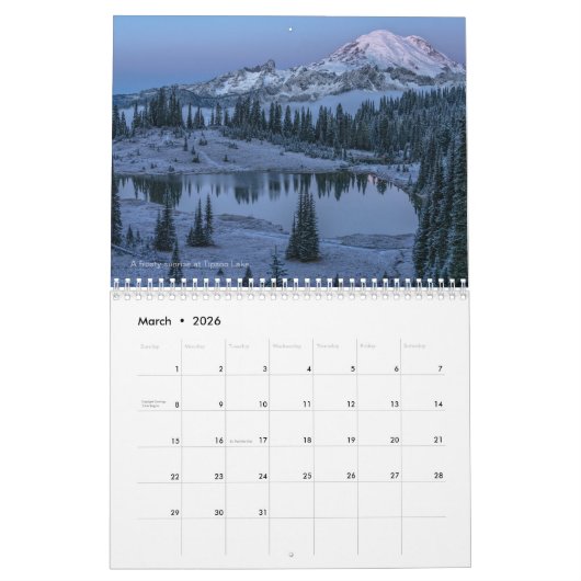 A Year Of Mount Rainier 2026 Wall Calendar カレンダー (3月 2026)