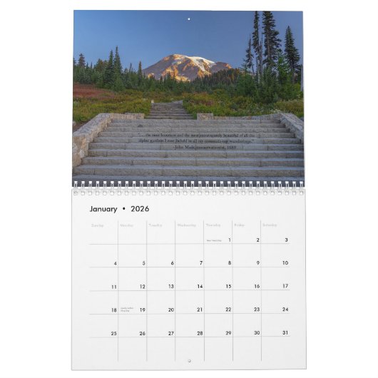 A Year Of Mount Rainier 2026 Wall Calendar カレンダー (1月 2026)