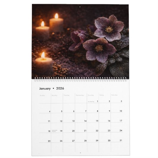 A Year of Night Bloom Calendar カレンダー (1月 2026)