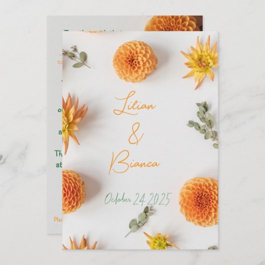 A "Yes" in Summer Hues - invitation wedding 招待状 (正面/裏面)