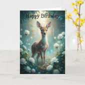 A Young Fawn Birthday Card カード (黄色い花)